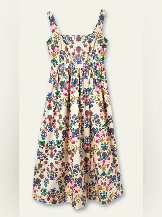 Boden Cream Floral Print Dress - Picture 1 of 6